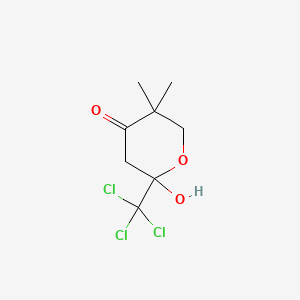 2-hydroxy-5,5-dimethyl-2-(trichloromethyl)tetrahydro-4H-pyran-4-one