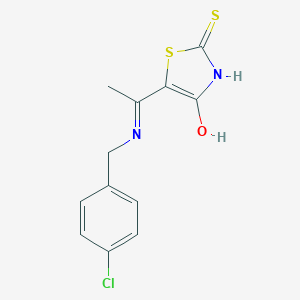 molecular formula C12H11ClN2OS2 B429269 5-{1-[(4-Chlorobenzyl)amino]ethylidene}-2-thioxo-1,3-thiazolidin-4-one 