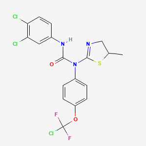 molecular formula C18H14Cl3F2N3O2S B4292690 N-{4-[chloro(difluoro)methoxy]phenyl}-N'-(3,4-dichlorophenyl)-N-(5-methyl-4,5-dihydro-1,3-thiazol-2-yl)urea 