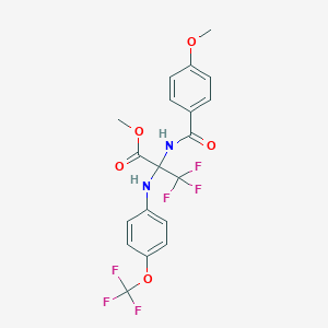 molecular formula C19H16F6N2O5 B4292718 methyl 3,3,3-trifluoro-N-(4-methoxybenzoyl)-2-{[4-(trifluoromethoxy)phenyl]amino}alaninate 
