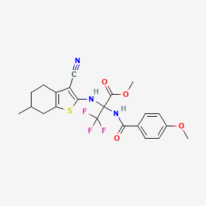 molecular formula C22H22F3N3O4S B4292725 methyl N-(3-cyano-6-methyl-4,5,6,7-tetrahydro-1-benzothien-2-yl)-3,3,3-trifluoro-2-[(4-methoxybenzoyl)amino]alaninate 