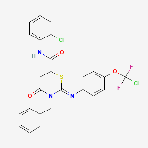 molecular formula C25H19Cl2F2N3O3S B4292741 3-benzyl-2-({4-[chloro(difluoro)methoxy]phenyl}imino)-N-(2-chlorophenyl)-4-oxo-1,3-thiazinane-6-carboxamide 
