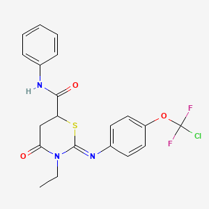 molecular formula C20H18ClF2N3O3S B4292744 2-({4-[chloro(difluoro)methoxy]phenyl}imino)-3-ethyl-4-oxo-N-phenyl-1,3-thiazinane-6-carboxamide 