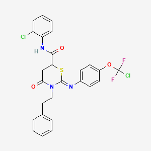 molecular formula C26H21Cl2F2N3O3S B4292746 2-({4-[chloro(difluoro)methoxy]phenyl}imino)-N-(2-chlorophenyl)-4-oxo-3-(2-phenylethyl)-1,3-thiazinane-6-carboxamide 