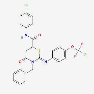 molecular formula C25H19Cl2F2N3O3S B4292747 3-benzyl-2-({4-[chloro(difluoro)methoxy]phenyl}imino)-N-(4-chlorophenyl)-4-oxo-1,3-thiazinane-6-carboxamide 