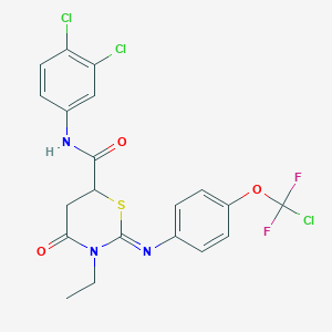 molecular formula C20H16Cl3F2N3O3S B4292754 2-({4-[chloro(difluoro)methoxy]phenyl}imino)-N-(3,4-dichlorophenyl)-3-ethyl-4-oxo-1,3-thiazinane-6-carboxamide 