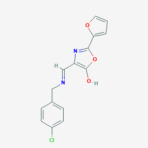 molecular formula C15H11ClN2O3 B429276 4-{[(4-chlorobenzyl)amino]methylene}-2-(2-furyl)-1,3-oxazol-5(4H)-one 