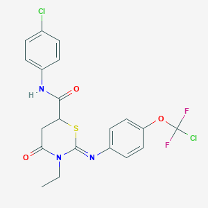 molecular formula C20H17Cl2F2N3O3S B4292760 2-({4-[chloro(difluoro)methoxy]phenyl}imino)-N-(4-chlorophenyl)-3-ethyl-4-oxo-1,3-thiazinane-6-carboxamide 