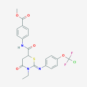 molecular formula C22H20ClF2N3O5S B4292768 methyl 4-({[2-({4-[chloro(difluoro)methoxy]phenyl}imino)-3-ethyl-4-oxo-1,3-thiazinan-6-yl]carbonyl}amino)benzoate 