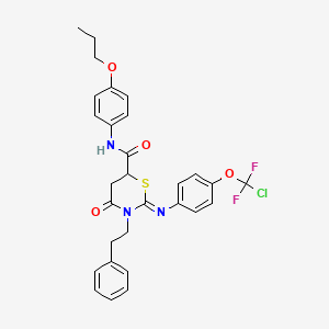 molecular formula C29H28ClF2N3O4S B4292773 2-({4-[chloro(difluoro)methoxy]phenyl}imino)-4-oxo-3-(2-phenylethyl)-N-(4-propoxyphenyl)-1,3-thiazinane-6-carboxamide 