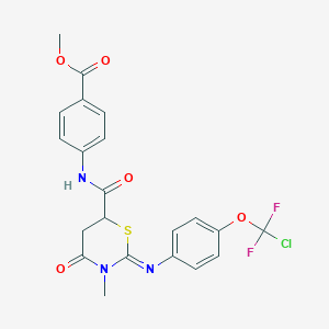molecular formula C21H18ClF2N3O5S B4292782 methyl 4-({[2-({4-[chloro(difluoro)methoxy]phenyl}imino)-3-methyl-4-oxo-1,3-thiazinan-6-yl]carbonyl}amino)benzoate 