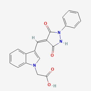 molecular formula C20H15N3O4 B4292792 {3-[(3,5-dioxo-1-phenylpyrazolidin-4-ylidene)methyl]-1H-indol-1-yl}acetic acid 