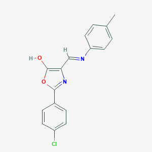 molecular formula C17H13ClN2O2 B429280 2-(4-chlorophenyl)-4-(4-toluidinomethylene)-1,3-oxazol-5(4H)-one 