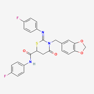 3-(1,3-benzodioxol-5-ylmethyl)-N-(4-fluorophenyl)-2-[(4-fluorophenyl)imino]-4-oxo-1,3-thiazinane-6-carboxamide