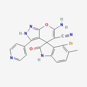 molecular formula C20H13BrN6O2 B4292819 6'-amino-4-bromo-5-methyl-2-oxo-3'-pyridin-4-yl-1,2-dihydro-1'H-spiro[indole-3,4'-pyrano[2,3-c]pyrazole]-5'-carbonitrile 