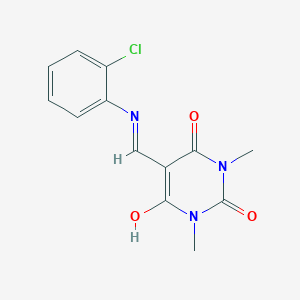 molecular formula C13H12ClN3O3 B429284 5-[(2-chloroanilino)methylene]-1,3-dimethyl-2,4,6(1H,3H,5H)-pyrimidinetrione 
