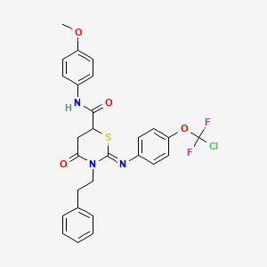 2-({4-[chloro(difluoro)methoxy]phenyl}imino)-N-(4-methoxyphenyl)-4-oxo-3-(2-phenylethyl)-1,3-thiazinane-6-carboxamide