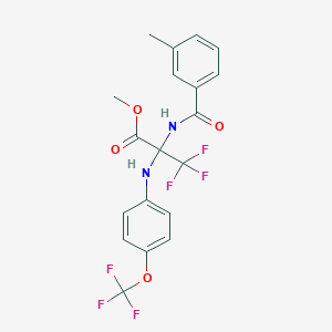 molecular formula C19H16F6N2O4 B4292849 methyl 3,3,3-trifluoro-N-(3-methylbenzoyl)-2-{[4-(trifluoromethoxy)phenyl]amino}alaninate 