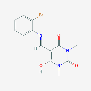 molecular formula C13H12BrN3O3 B429285 5-[(2-bromoanilino)methylene]-1,3-dimethyl-2,4,6(1H,3H,5H)-pyrimidinetrione 