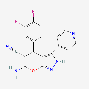 molecular formula C18H11F2N5O B4292879 6-amino-4-(3,4-difluorophenyl)-3-pyridin-4-yl-1,4-dihydropyrano[2,3-c]pyrazole-5-carbonitrile 