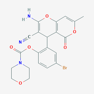 2-(2-amino-3-cyano-7-methyl-5-oxo-4H,5H-pyrano[4,3-b]pyran-4-yl)-4-bromophenyl morpholine-4-carboxylate