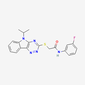molecular formula C20H18FN5OS B4292901 N-(3-fluorophenyl)-2-[(5-isopropyl-5H-[1,2,4]triazino[5,6-b]indol-3-yl)thio]acetamide 