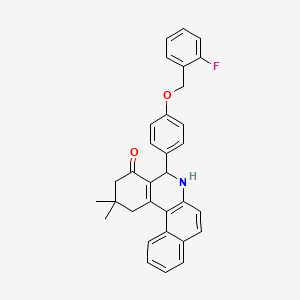 molecular formula C32H28FNO2 B4292918 5-{4-[(2-fluorobenzyl)oxy]phenyl}-2,2-dimethyl-2,3,5,6-tetrahydrobenzo[a]phenanthridin-4(1H)-one 