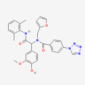 molecular formula C30H28N6O5 B4292936 N-[2-[(2,6-dimethylphenyl)amino]-1-(4-hydroxy-3-methoxyphenyl)-2-oxoethyl]-N-(2-furylmethyl)-4-(1H-tetrazol-1-yl)benzamide 