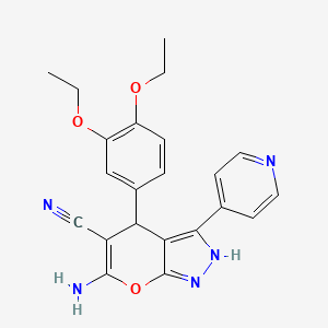 molecular formula C22H21N5O3 B4292997 6-amino-4-(3,4-diethoxyphenyl)-3-pyridin-4-yl-1,4-dihydropyrano[2,3-c]pyrazole-5-carbonitrile 