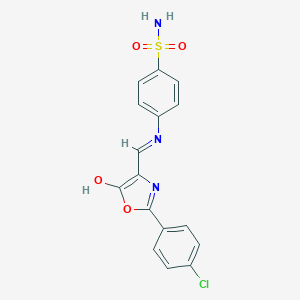 molecular formula C16H12ClN3O4S B429301 4-{[(2-(4-chlorophenyl)-5-oxo-1,3-oxazol-4(5H)-ylidene)methyl]amino}benzenesulfonamide 