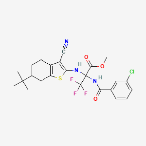 molecular formula C24H25ClF3N3O3S B4293014 methyl N-(6-tert-butyl-3-cyano-4,5,6,7-tetrahydro-1-benzothien-2-yl)-2-[(3-chlorobenzoyl)amino]-3,3,3-trifluoroalaninate 