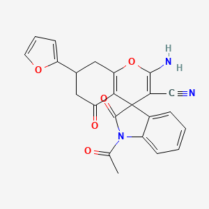 molecular formula C23H17N3O5 B4293028 1'-acetyl-2-amino-7-(2-furyl)-2',5-dioxo-1',2',5,6,7,8-hexahydrospiro[chromene-4,3'-indole]-3-carbonitrile 