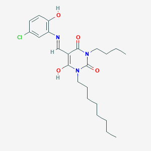 molecular formula C23H32ClN3O4 B429303 1-butyl-5-[(5-chloro-2-hydroxyanilino)methylene]-3-octyl-2,4,6(1H,3H,5H)-pyrimidinetrione 