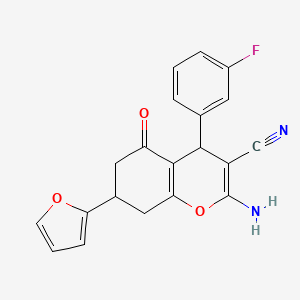 2-amino-4-(3-fluorophenyl)-7-(2-furyl)-5-oxo-5,6,7,8-tetrahydro-4H-chromene-3-carbonitrile