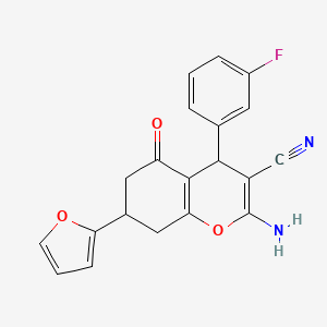 molecular formula C20H15FN2O3 B4293032 2-amino-4-(3-fluorophenyl)-7-(2-furyl)-5-oxo-5,6,7,8-tetrahydro-4H-chromene-3-carbonitrile 