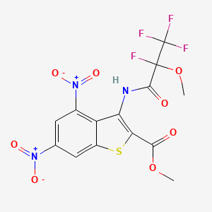 molecular formula C14H9F4N3O8S B4293035 methyl 4,6-dinitro-3-[(2,3,3,3-tetrafluoro-2-methoxypropanoyl)amino]-1-benzothiophene-2-carboxylate 