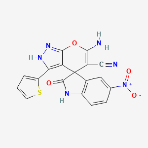 molecular formula C18H10N6O4S B4293062 6'-amino-5-nitro-2-oxo-3'-(2-thienyl)-1,2-dihydro-1'H-spiro[indole-3,4'-pyrano[2,3-c]pyrazole]-5'-carbonitrile 