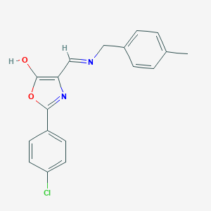 molecular formula C18H15ClN2O2 B429307 2-(4-chlorophenyl)-4-{[(4-methylbenzyl)amino]methylene}-1,3-oxazol-5(4H)-one 