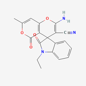 2'-amino-1-ethyl-7'-methyl-2,5'-dioxo-1,2-dihydro-5'H-spiro[indole-3,4'-pyrano[4,3-b]pyran]-3'-carbonitrile