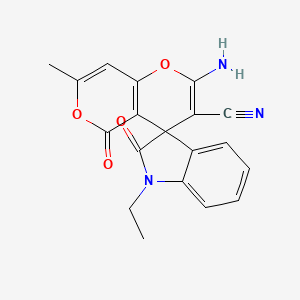 molecular formula C19H15N3O4 B4293072 2'-amino-1-ethyl-7'-methyl-2,5'-dioxo-1,2-dihydro-5'H-spiro[indole-3,4'-pyrano[4,3-b]pyran]-3'-carbonitrile 