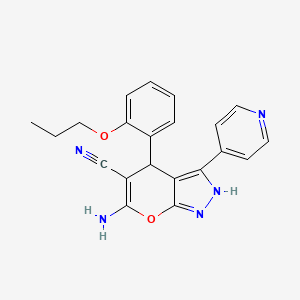 molecular formula C21H19N5O2 B4293083 6-amino-4-(2-propoxyphenyl)-3-pyridin-4-yl-1,4-dihydropyrano[2,3-c]pyrazole-5-carbonitrile 