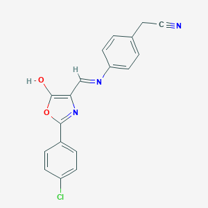 molecular formula C18H12ClN3O2 B429309 (4-{[(2-(4-chlorophenyl)-5-oxo-1,3-oxazol-4(5H)-ylidene)methyl]amino}phenyl)acetonitrile 