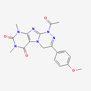 molecular formula C18H18N6O4 B4293097 1-acetyl-3-(4-methoxyphenyl)-7,9-dimethyl-1,4-dihydro[1,2,4]triazino[3,4-f]purine-6,8(7H,9H)-dione 