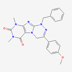 molecular formula C23H22N6O3 B4293100 1-benzyl-3-(4-methoxyphenyl)-7,9-dimethyl-1,4-dihydro[1,2,4]triazino[3,4-f]purine-6,8(7H,9H)-dione 