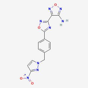 molecular formula C14H10N8O4 B4293108 4-(5-{4-[(3-nitro-1H-pyrazol-1-yl)methyl]phenyl}-1,2,4-oxadiazol-3-yl)-1,2,5-oxadiazol-3-amine 