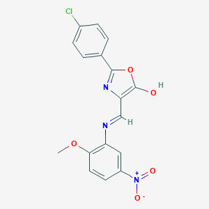 molecular formula C17H12ClN3O5 B429314 2-(4-chlorophenyl)-4-({5-nitro-2-methoxyanilino}methylene)-1,3-oxazol-5(4H)-one 