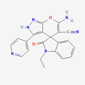 molecular formula C21H16N6O2 B4293161 6'-amino-1-ethyl-2-oxo-3'-pyridin-4-yl-1,2-dihydro-1'H-spiro[indole-3,4'-pyrano[2,3-c]pyrazole]-5'-carbonitrile 