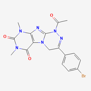 molecular formula C17H15BrN6O3 B4293167 1-acetyl-3-(4-bromophenyl)-7,9-dimethyl-1,4-dihydro[1,2,4]triazino[3,4-f]purine-6,8(7H,9H)-dione 