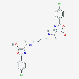 molecular formula C26H26Cl2N4O4 B429317 2-(4-chlorophenyl)-4-(1-{[4-({1-[2-(4-chlorophenyl)-5-oxo-4,5-dihydro-1,3-oxazol-4-yl]ethyl}amino)butyl]amino}ethylidene)-1,3-oxazol-5(4H)-one 