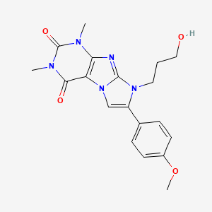 molecular formula C19H21N5O4 B4293171 8-(3-hydroxypropyl)-7-(4-methoxyphenyl)-1,3-dimethyl-1H-imidazo[2,1-f]purine-2,4(3H,8H)-dione 